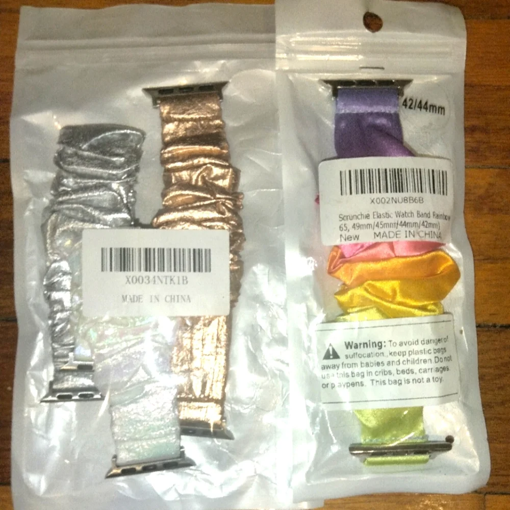Ladies Scrunch Apple Watch Band Set - Metallic and Rainbow Pastels